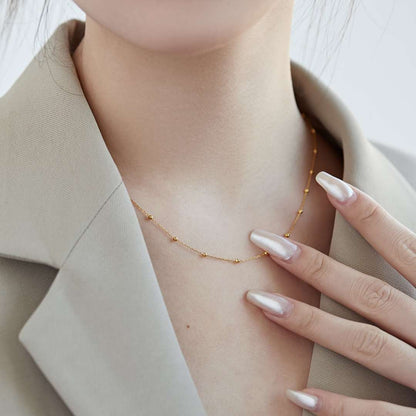 [Revel Jewelry]Small Bead Clavicle Chain Simple Necklace
