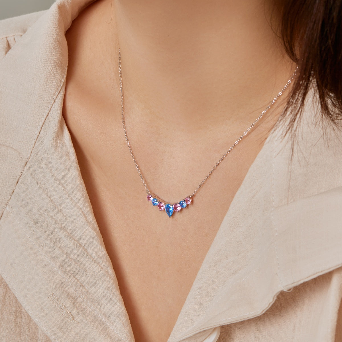 [Revel Jewelry]Zarte Bunte Herz-Halskette