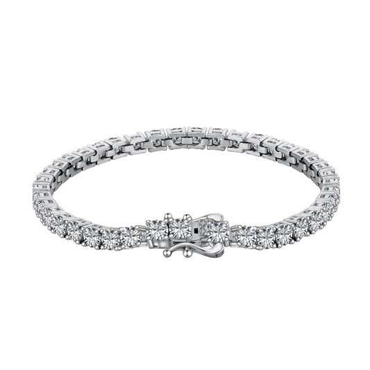 [Revel Jewelry]Luxuriöses, aufwendig verziertes Tennisarmband mit runden Diamanten