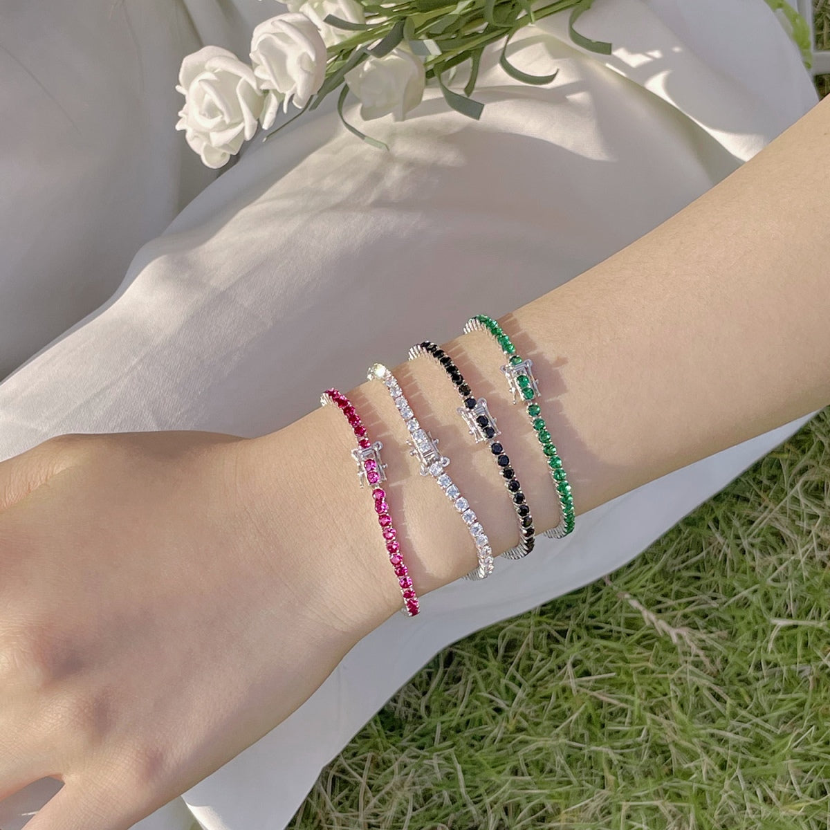 [Revel Jewelry]鮮やかなカラフルラウンドカットパーティブレスレット