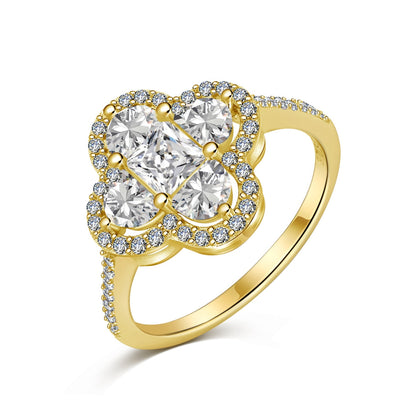 [Revel Jewelry]Luxurious Eternity Flower Shape Banquet Ring