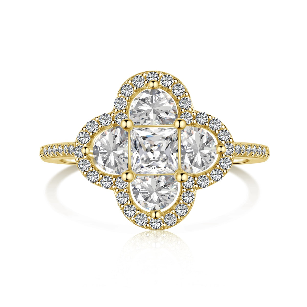 [Revel Jewelry]Luxurious Eternity Flower Shape Banquet Ring