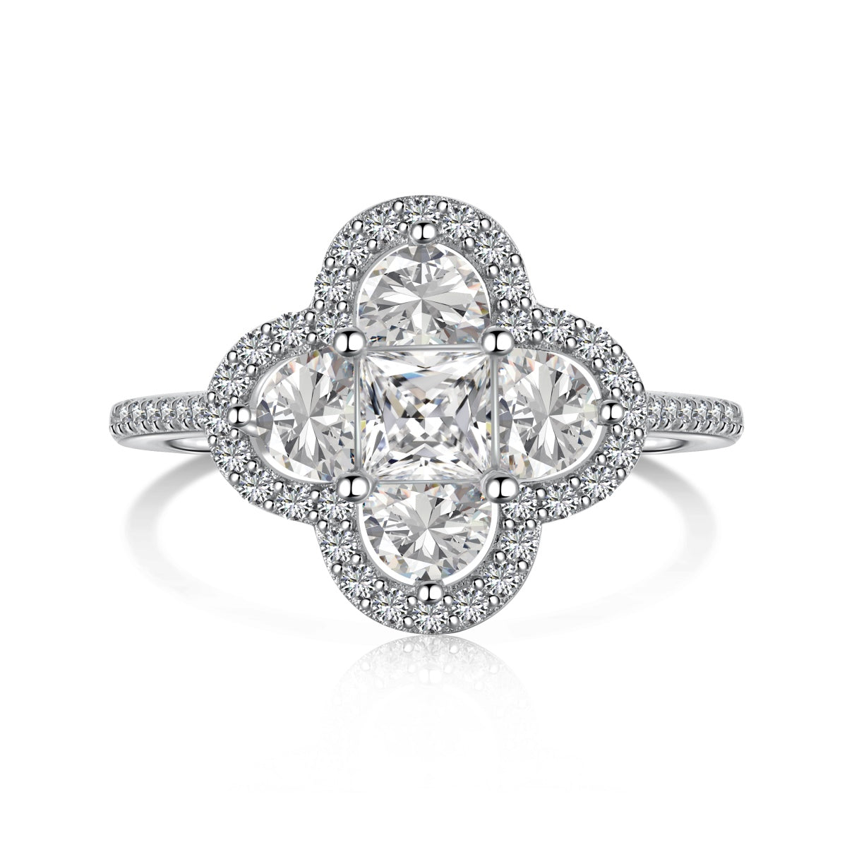 [Revel Jewelry]Luxurious Eternity Flower Shape Banquet Ring