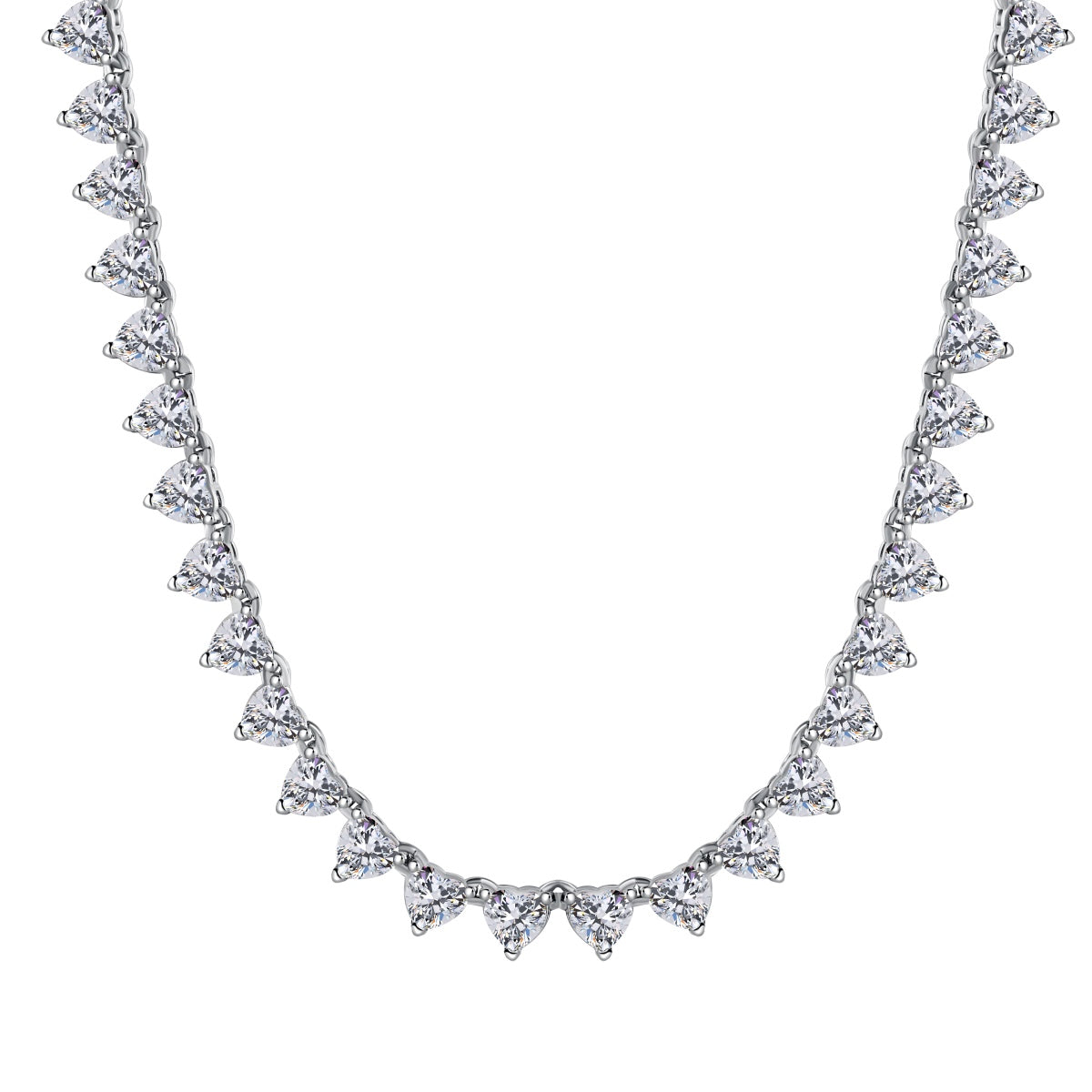 [Revel Jewelry]Tennis-Halskette mit herzförmigem Schliff und Verzierungen