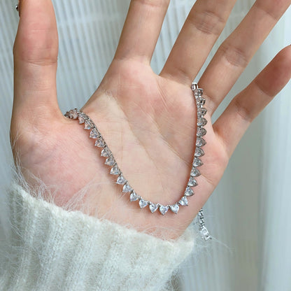 [Revel Jewelry]Tennis-Halskette mit herzförmigem Schliff und Verzierungen