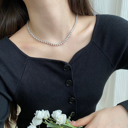 [Revel Jewelry]Tennis-Halskette mit herzförmigem Schliff und Verzierungen