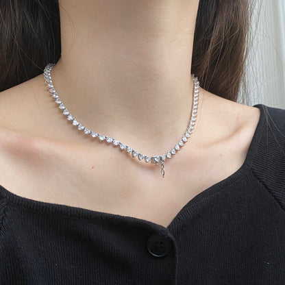 [Revel Jewelry]Tennis-Halskette mit herzförmigem Schliff und Verzierungen