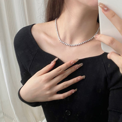 [Revel Jewelry]Tennis-Halskette mit herzförmigem Schliff und Verzierungen