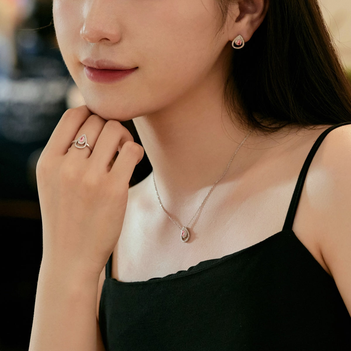 [Revel Jewelry]Sparkling Delicate Water Drop Shape Daily Earrings