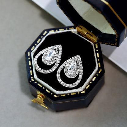 [Revel Jewelry]Sparkling Delicate Water Drop Shape Daily Earrings