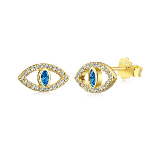 [Revel Jewelry]Blue Devil Eyes Hollow Stud Earrings