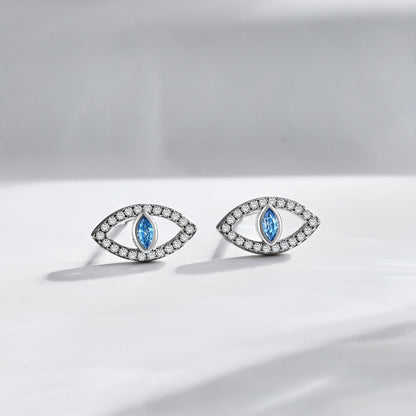[Revel Jewelry]Blue Devil Eyes Hollow Stud Earrings