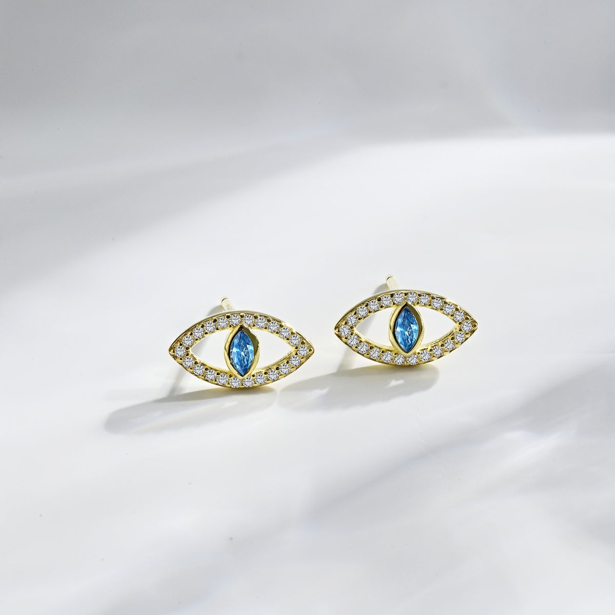 [Revel Jewelry]Blue Devil Eyes Hollow Stud Earrings