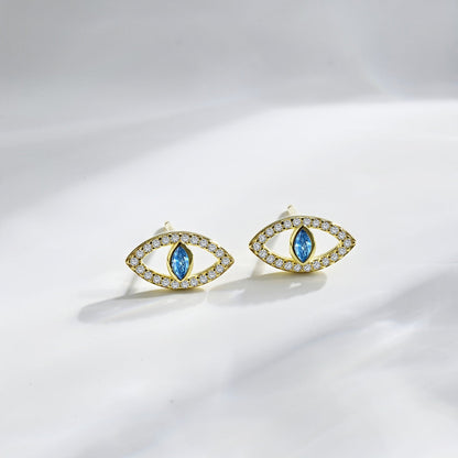 [Revel Jewelry]Blue Devil Eyes Hollow Stud Earrings