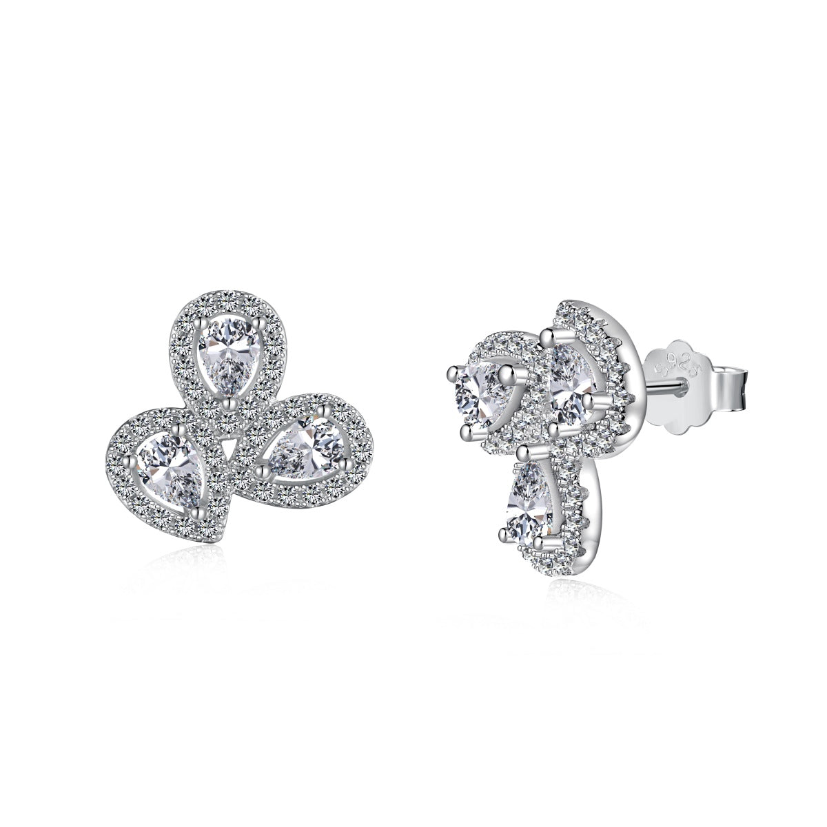 [Revel Jewelry]Ornate Flower Shape Pear Cut Lover Earrings