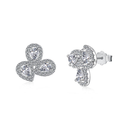 [Revel Jewelry]Ornate Flower Shape Pear Cut Lover Earrings