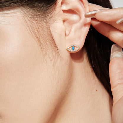 [Revel Jewelry]Blue Devil Eyes Hollow Stud Earrings