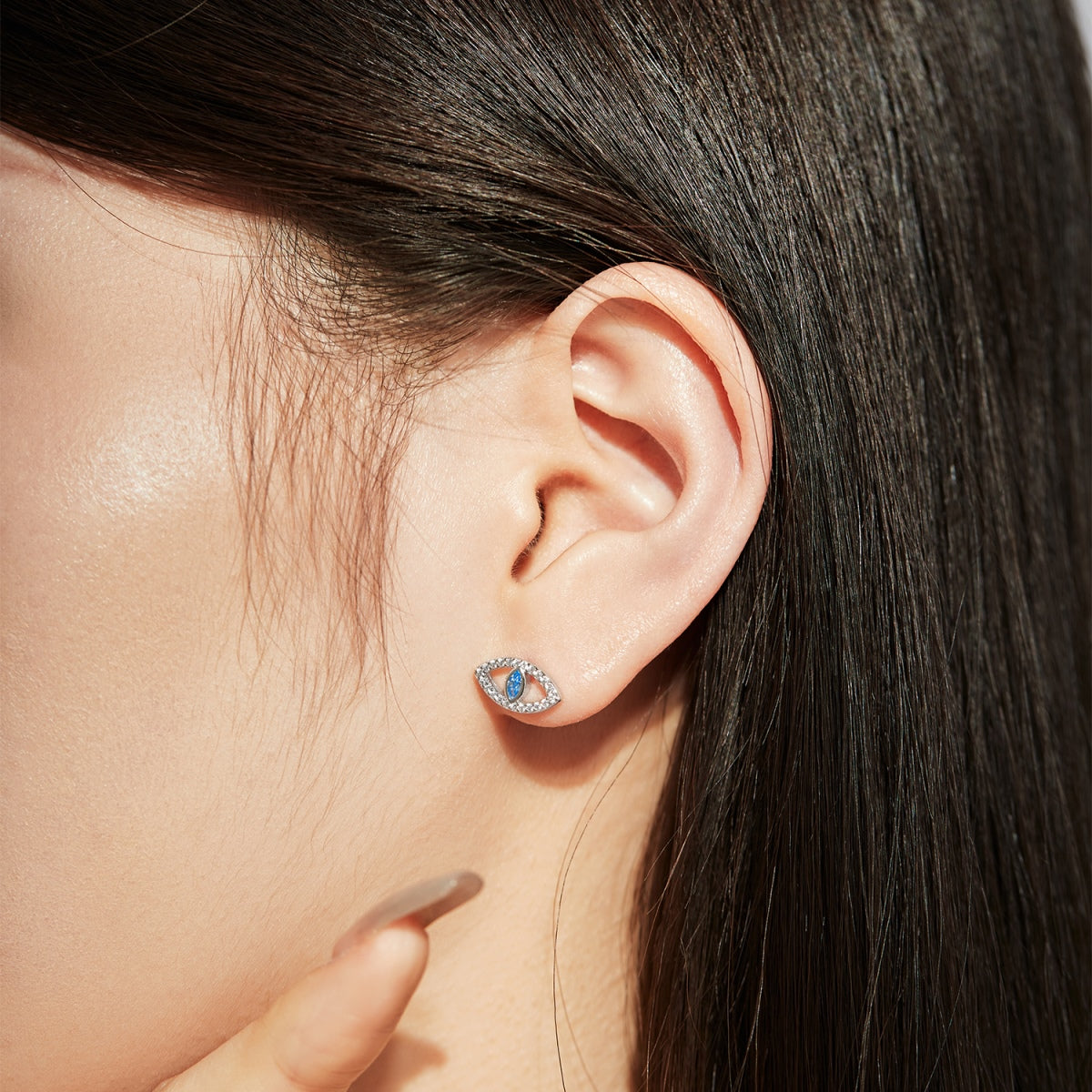 [Revel Jewelry]Blue Devil Eyes Hollow Stud Earrings