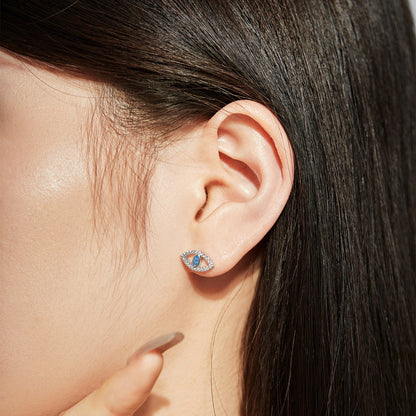 [Revel Jewelry]Blue Devil Eyes Hollow Stud Earrings