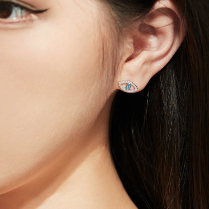 [Revel Jewelry]Blue Devil Eyes Hollow Stud Earrings