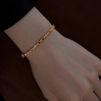 [Revel Jewelry]キラキラと輝く豪華なラウンドカットパーティーブレスレット