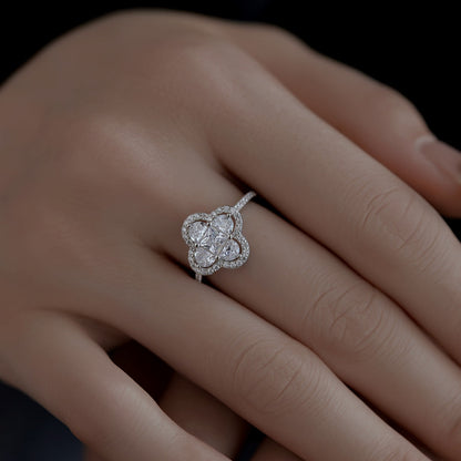 [Revel Jewelry]Luxurious Eternity Flower Shape Banquet Ring