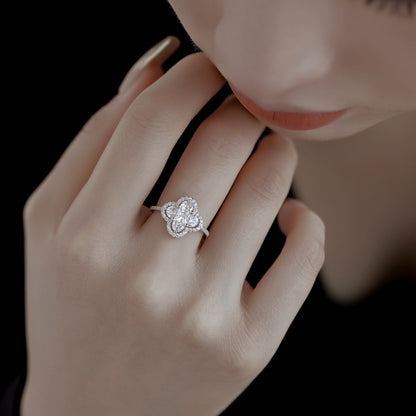 [Revel Jewelry]Luxurious Eternity Flower Shape Banquet Ring