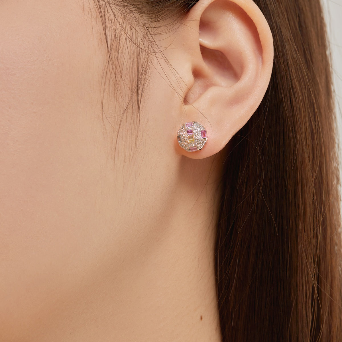 [Revel Jewelry]Ornate Colorful Octagon Shape Daily Earrings