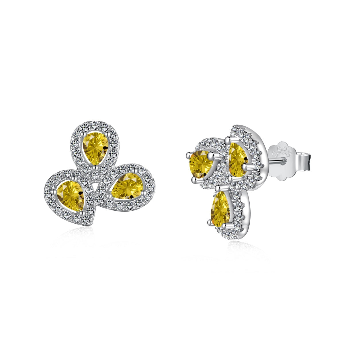 [Revel Jewelry]Ornate Flower Shape Pear Cut Lover Earrings