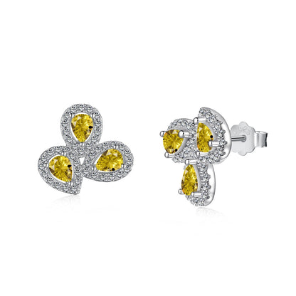[Revel Jewelry]Ornate Flower Shape Pear Cut Lover Earrings