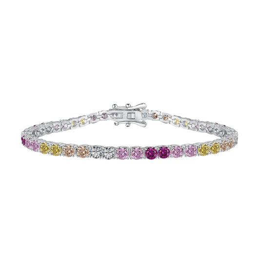 [Revel Jewelry]Radiant Colorful Round Cut Tennis Bracelet