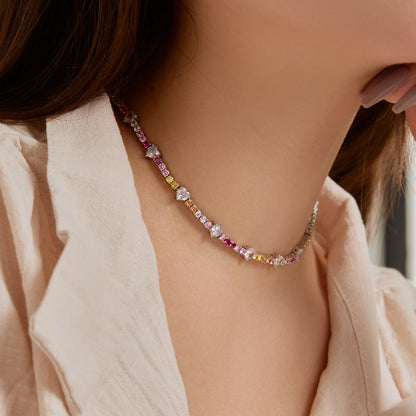 [Revel Jewelry]Zarte, bunte Regenbogen-Tennis-Kette