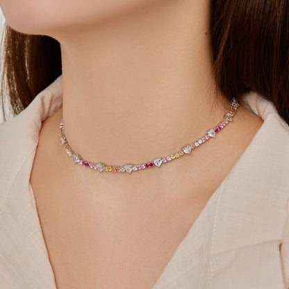 [Revel Jewelry]Zarte, bunte Regenbogen-Tennis-Kette