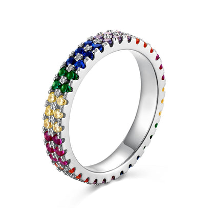 [Revel Jewelry]Unique Colorful Round Cut Tennis Ring