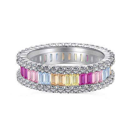 [Revel Jewelry]Dainty Kaleidoscopic Emerald Cut Daily Ring