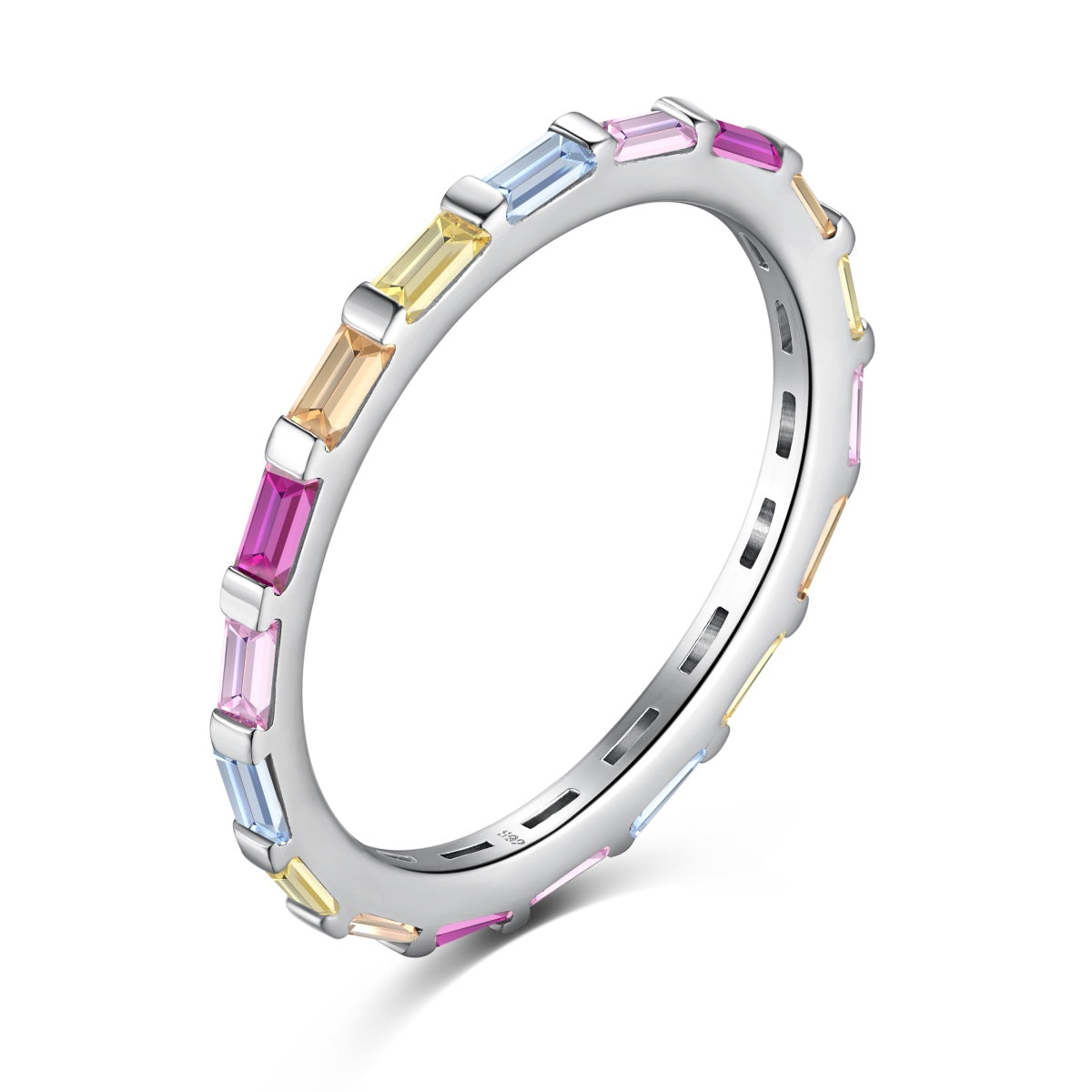[Revel Jewelry]Exquisite Multicolored Emerald Cut Daily Ring