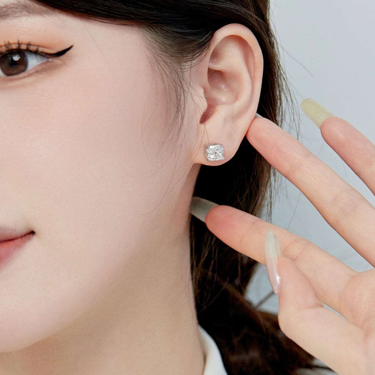 [Revel Jewelry]1.0 Carat Radiant Princess Cut Wedding Earrings