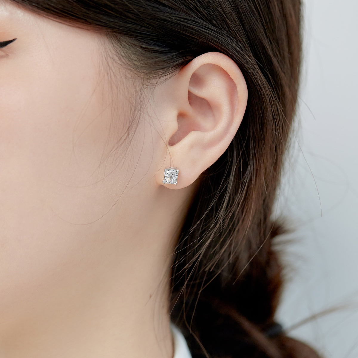 [Revel Jewelry]1.0 Carat Radiant Princess Cut Wedding Earrings