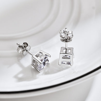 [Revel Jewelry]1.0 Carat Radiant Princess Cut Wedding Earrings