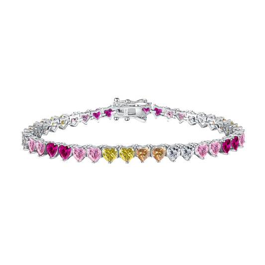 [Revel Jewelry]Luxurious Colorful Romantic Heart Shape Lover Bracelet