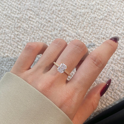 [Revel Jewelry]2.0 Carat Dazzling Sparkling Radiant Cut Party Ring
