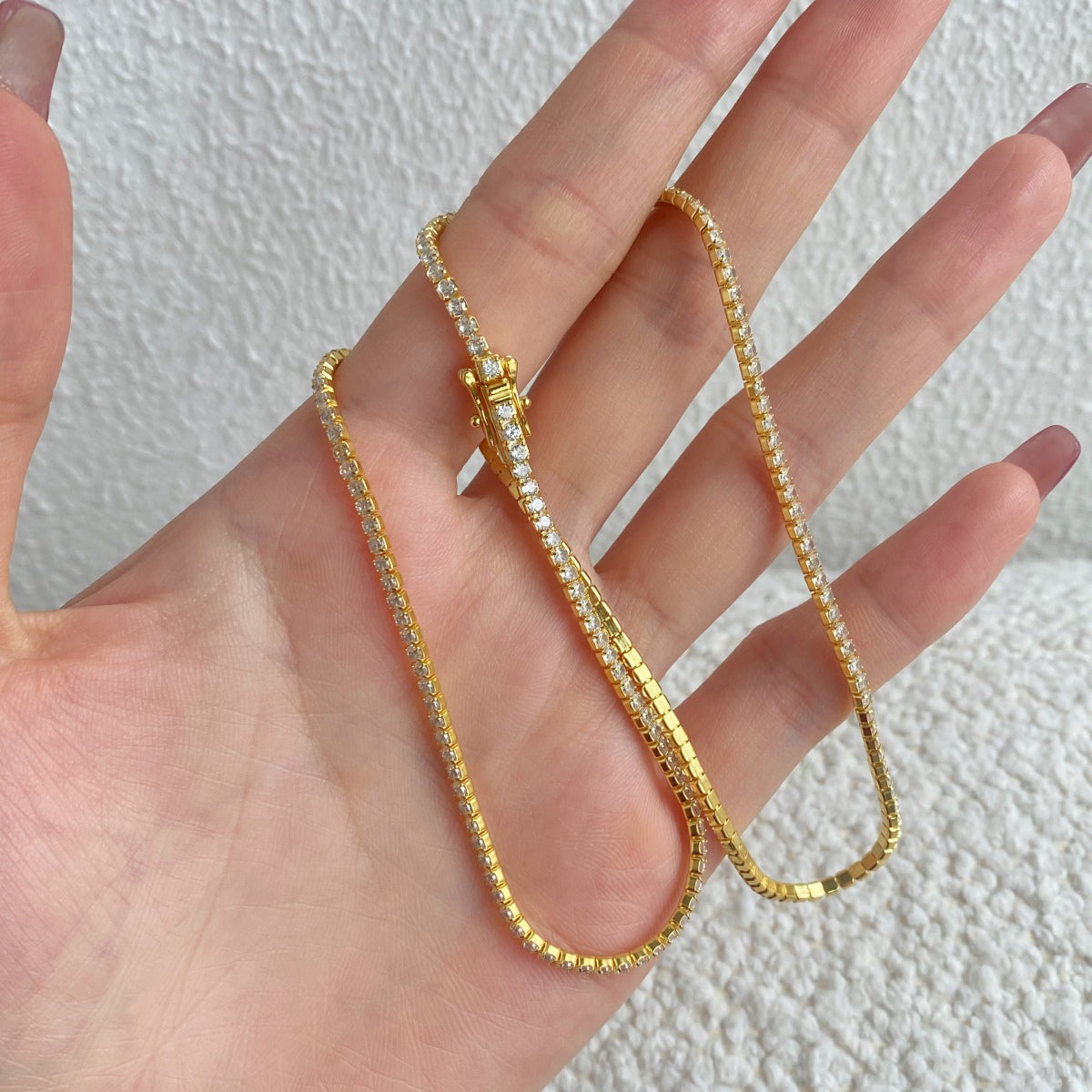[Revel Jewelry]Delicate Round Shape Tennis Necklace