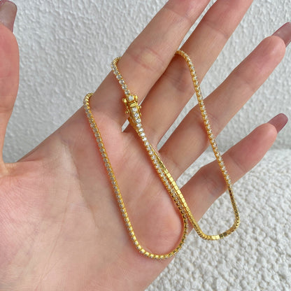 [Revel Jewelry]Delicate Round Shape Tennis Necklace