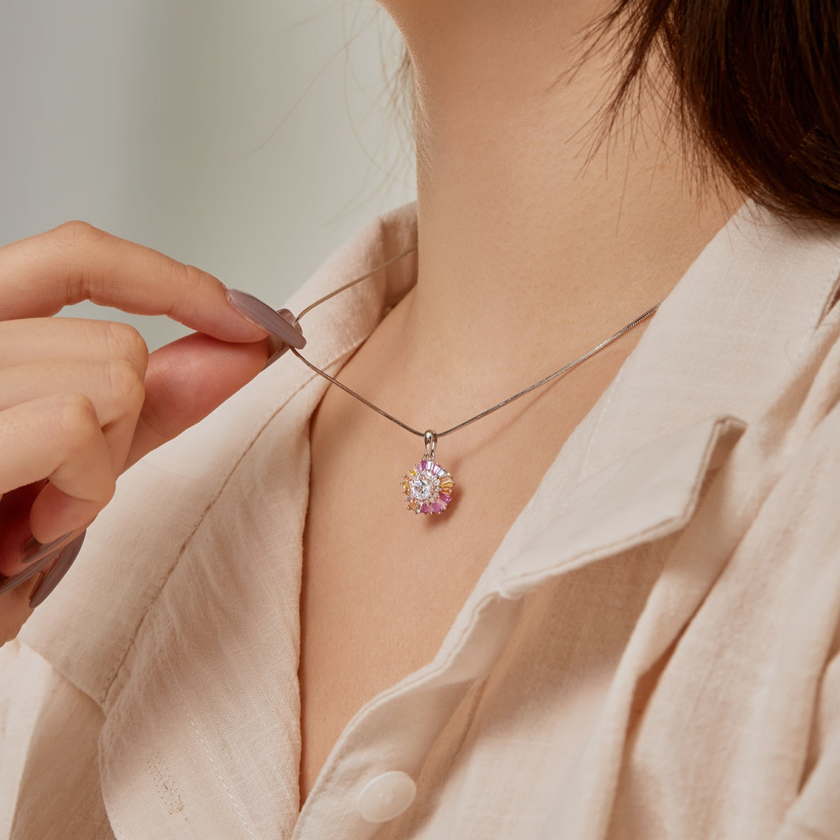 [Revel Jewelry]Charming Flower Colourful Halskette