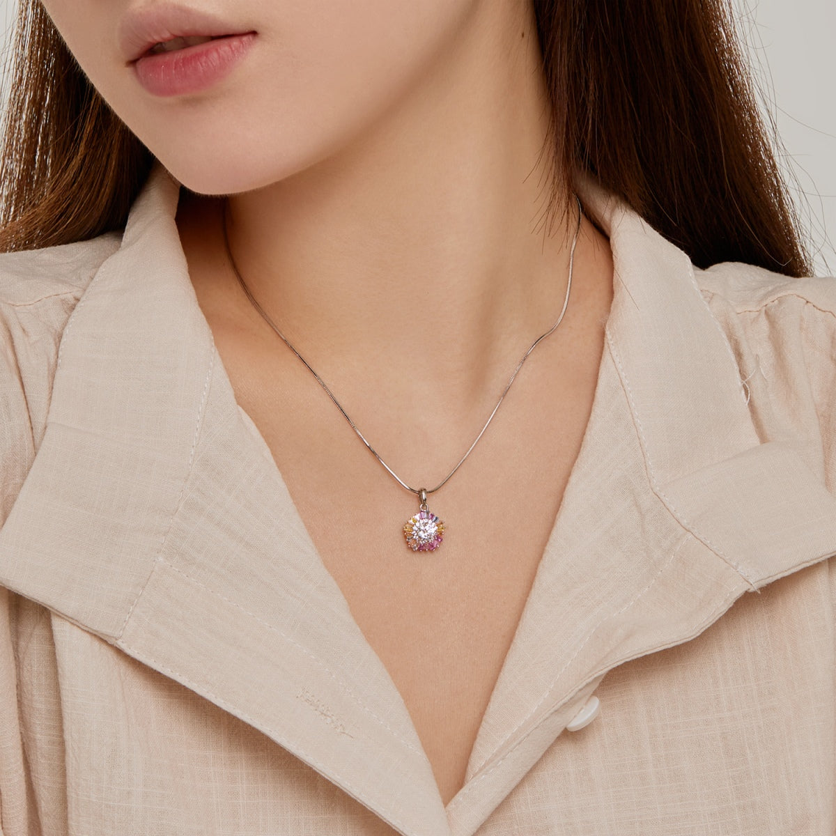 [Revel Jewelry]Charming Flower Colourful Halskette