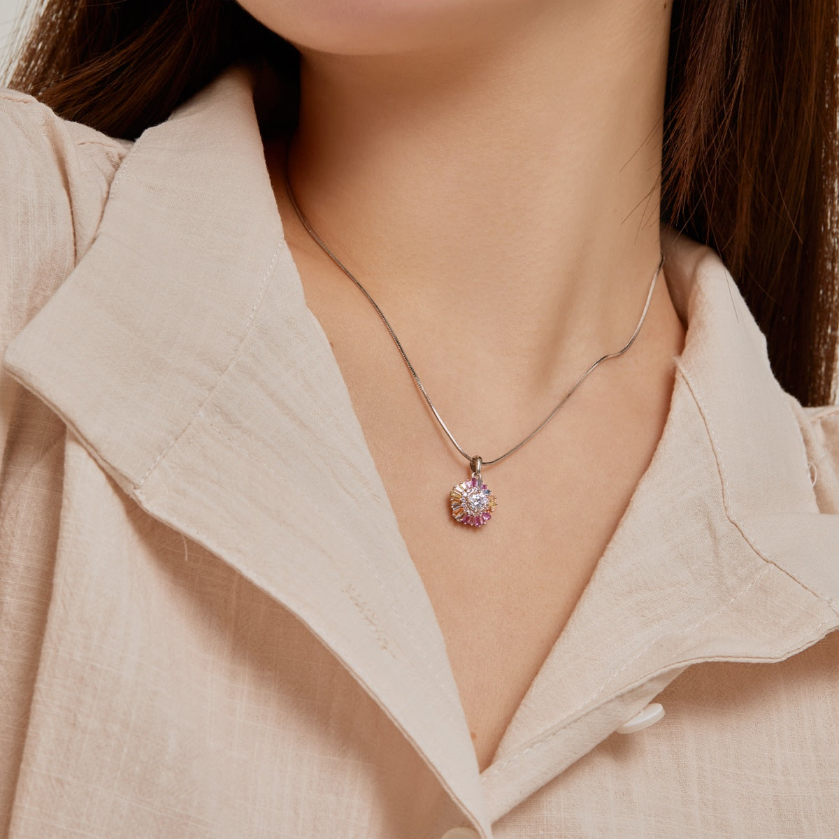 [Revel Jewelry]Charming Flower Colourful Halskette