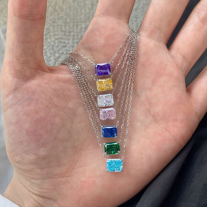 [Revel Jewelry]Luxurious Square Shape Colorful Necalack