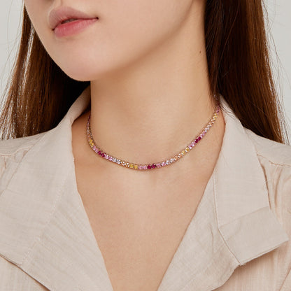 [Revel Jewelry]繊細なカラフルテニスネックレス