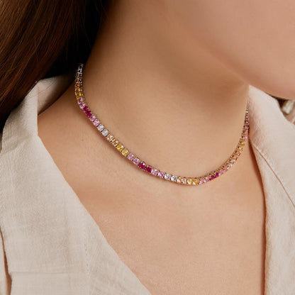[Revel Jewelry]繊細なカラフルテニスネックレス