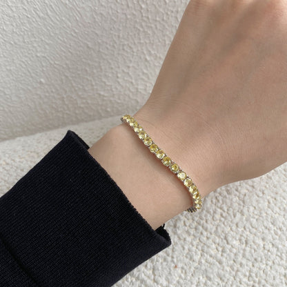 [Revel Jewelry]華麗なる輝きラウンドカットテニスブレスレット